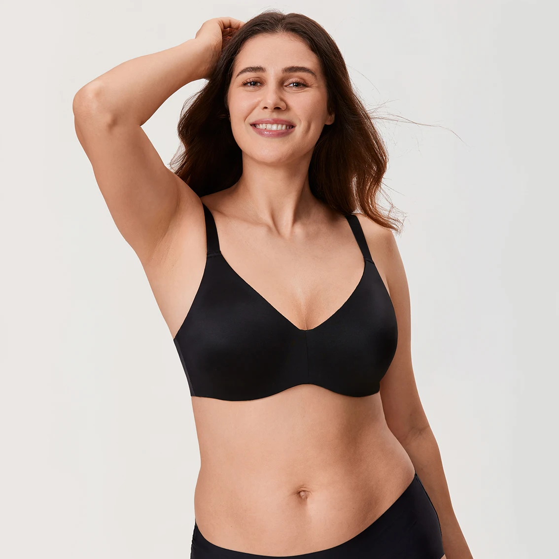Women\'s Full Coverage Smooth Minimizer Seamless Underwired Bra Plus Size Non-padded Unlined T Shirt Bras For Women B C DD E