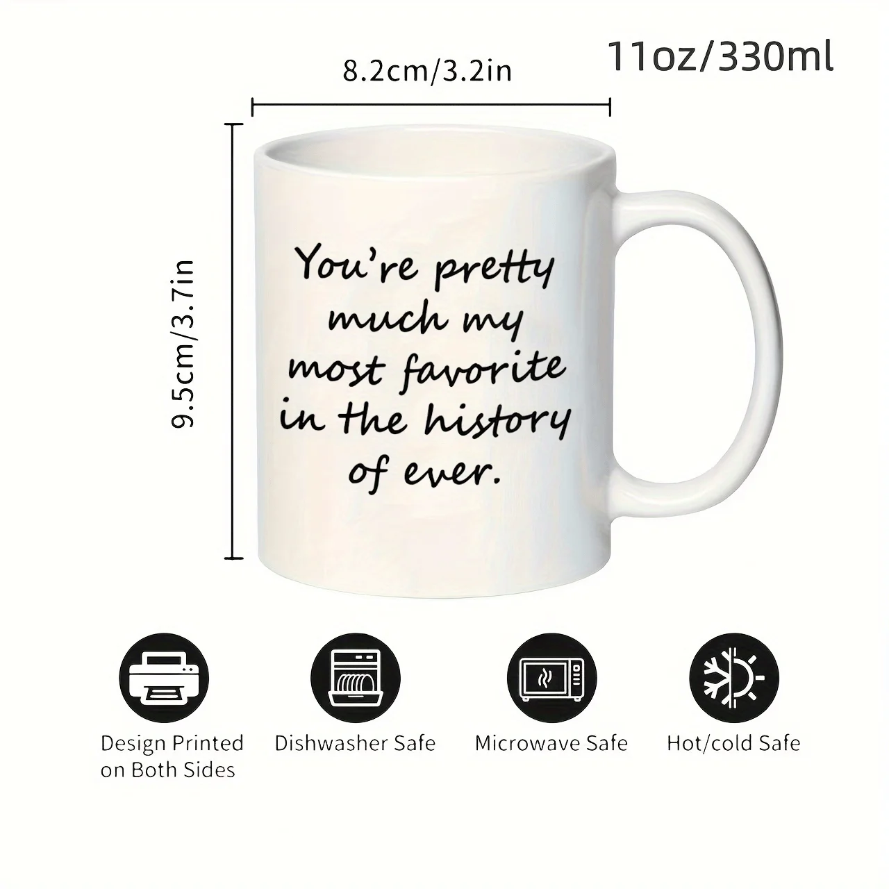 كوب قهوة سيراميك سعة 11 أونصة - "أنت المفضلة لدي في تاريخ الإطلاق" - هدية مضحكة وسخرية وتحفيزية للزوج