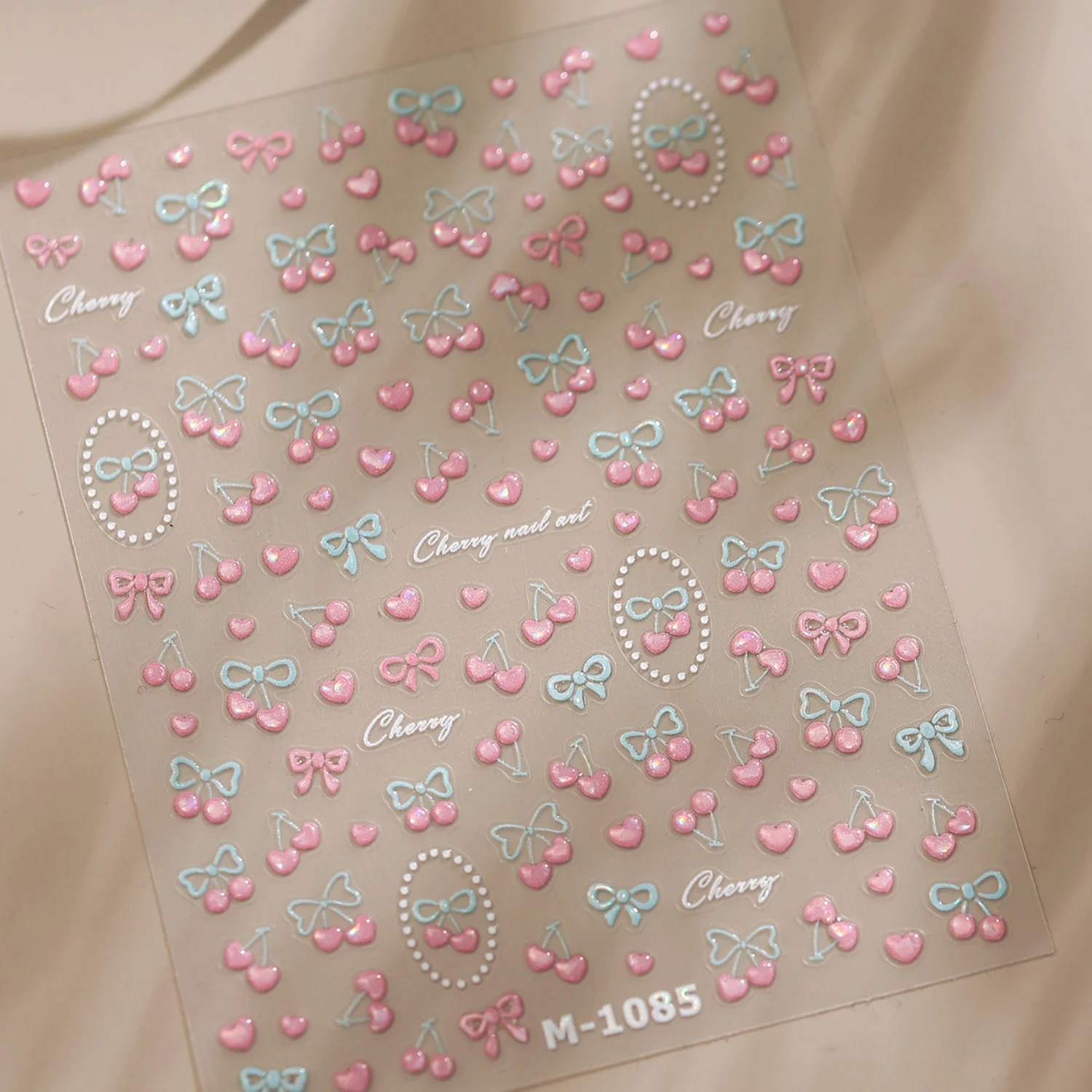 Stiker Kuku Pink Biru Cherry B - Nail Art Oval ulasan dan harga