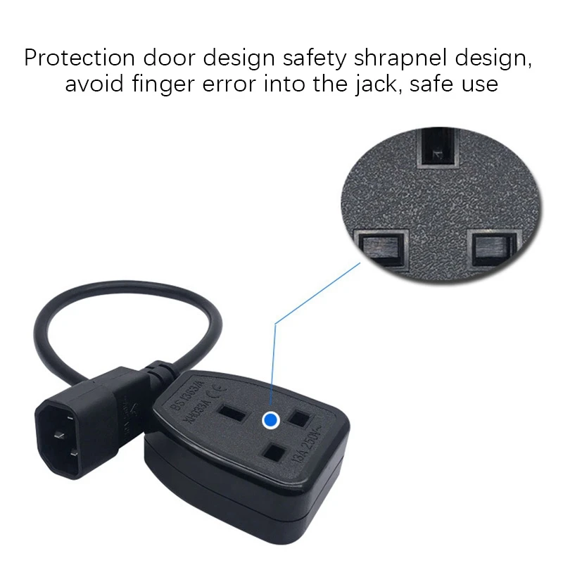 IEC320 C14 To UK BS1363A Outlet Socket,IEC C14 Male Plug To UK 3Pin Female Socket Power Adapter Cable For PDU UPS