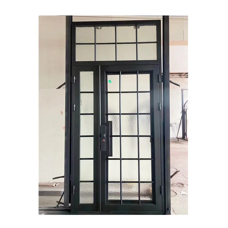 العرف السكنية الرئيسية الجبهة دخول أبواب معدنية أبواب أمان تصميم الخارجي مدخل أسود مزدوج الفرنسية باب مشغول حديد