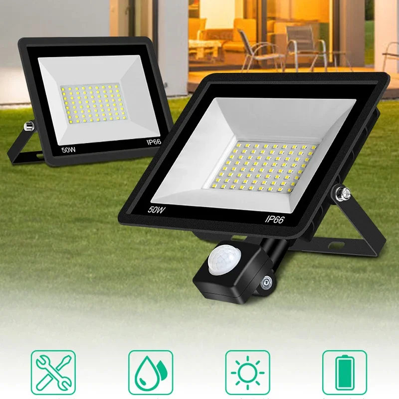 

LED Wall Lamp Flood Light PIR Motion Sensor AC 220V Waterproof Spotlights 50W 100W 150W Reflector Street Lighting Outdoor Garden