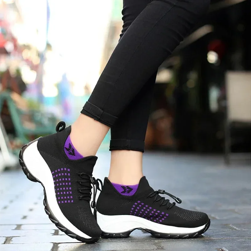 Women Sneakers Casual Shoes Women Platform Walking Flat Slip on Platform Sock Sneakers Shoes Plus Size 35-45 Zapatillas Mujer44