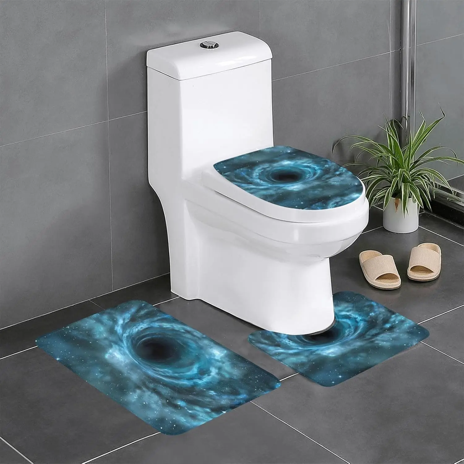 

3 шт., набор из трех предметов с черными отверстиями Quantum, коврики для ванной комнаты, коврики для душа в ванной комнате, противоскользящие, быстросохнущие