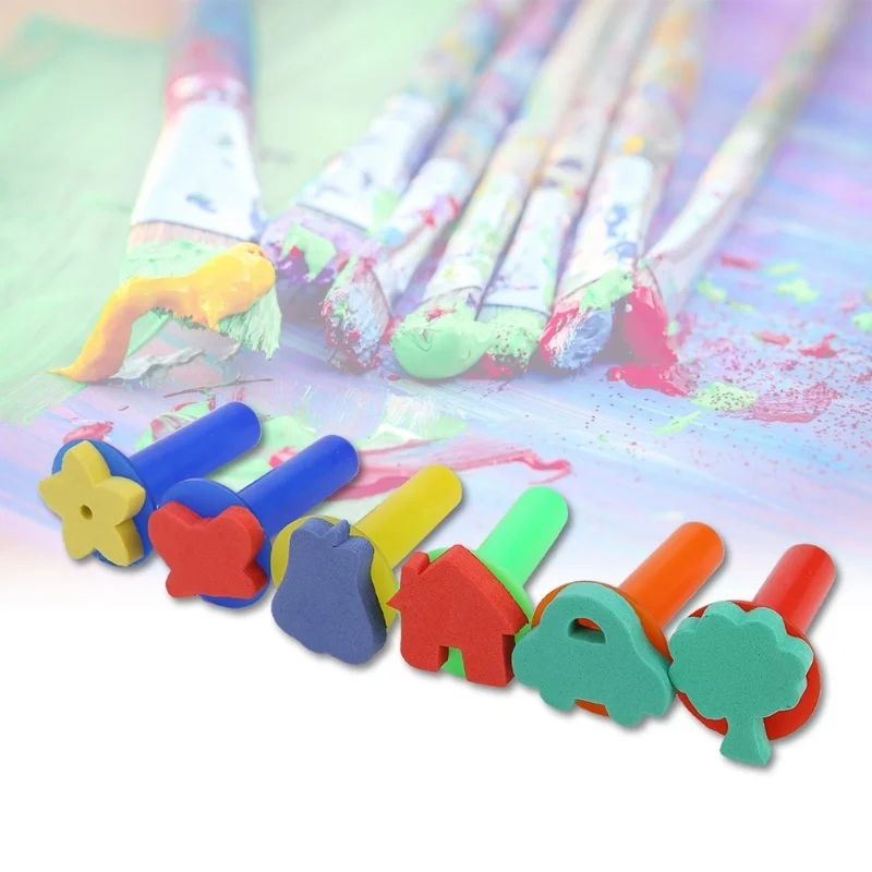 39 Pcs DIY Children Color Sponge Painting Brushes Drawing Doodle Kids Toys Tools