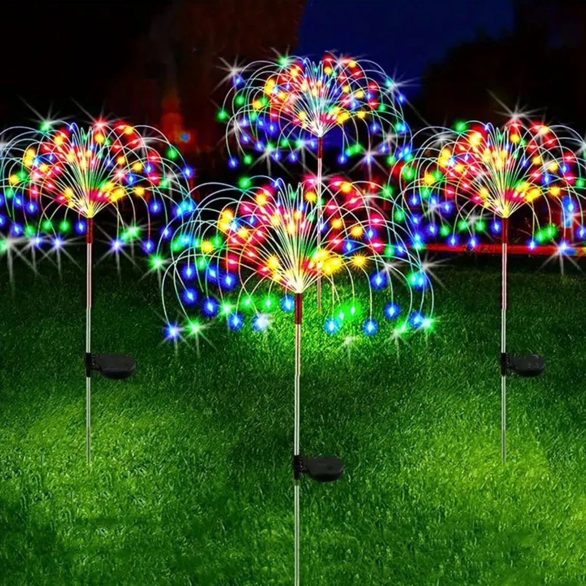 8 Mode Solar Light Powered Outdoor Grass Globe Dandelion Fireworks Lamp 60 LED For Garden Lawn Landscape Holiday Lantern