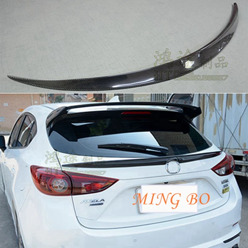 

FOR Mazda 3 Hatchback Real Carbon Fiber FRP CAR Spoiler rear window rear middle wing accessories 2014-2019