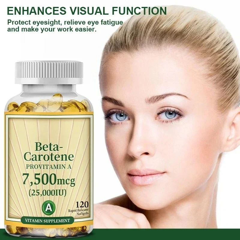 

Carotene Capsules 7500mcg - Antioxidant, Reduce Eye Fatigue, Promotes Skin and Eye Health, Boosts Immunity, Non-GMO