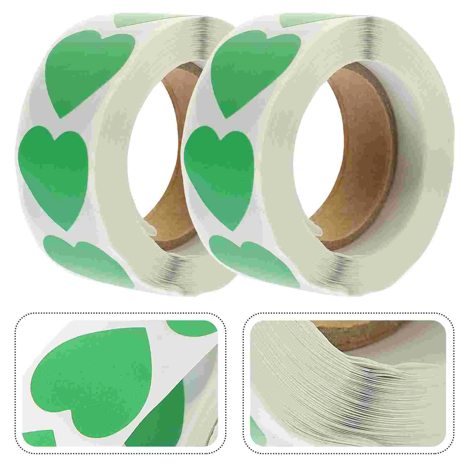 2 Rolls Love Stickers Decorative Label Bulk Gifts Wrapping Scrapbooking for Valentine Wedding Envelopes Labels Heart Seal Shape