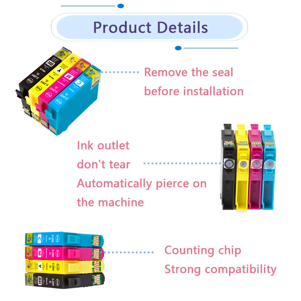 Cartucho de tinta para impresora Stylus, Compatible con T1281, T1282, T1283, T1284, S22, SX130, SX125, SX235W, SX435W, SX425W, BX305F, BX305FW
