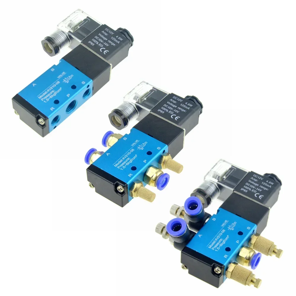 

Pneumatic Electric Solenoid Valve 5 Way 2 Position 12V 24V 220V 6mm 8mm 10mm Hose Connect Adjust Control Air Gas Magnetic Valve