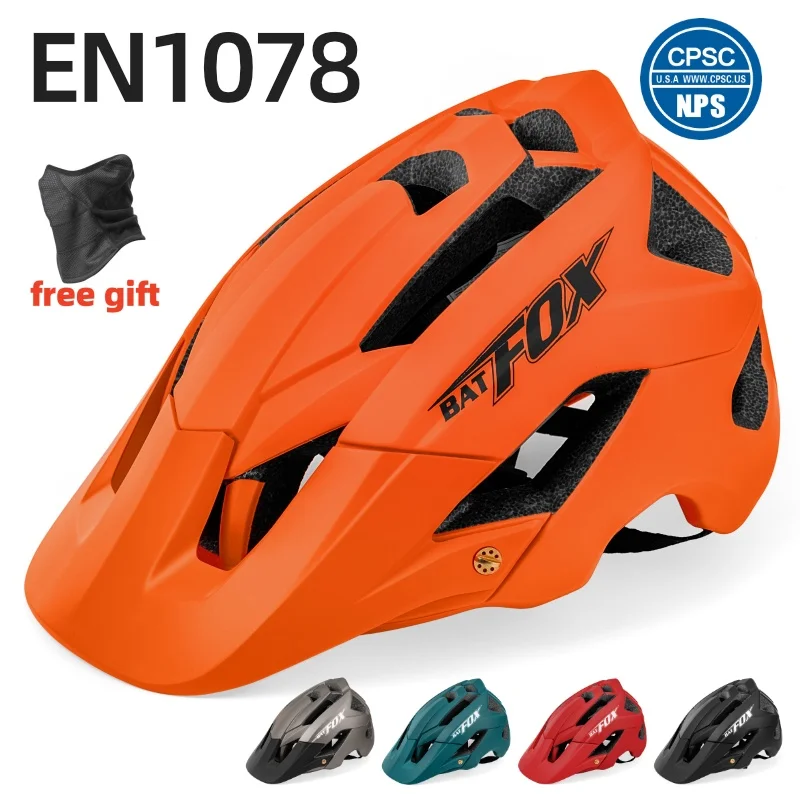 

BATFOX Cycling Helmet Bike MTB Bicycle Helmet 2024 New Orange Men Women Mountain Road Bike Integrally Molded Sport Helmets