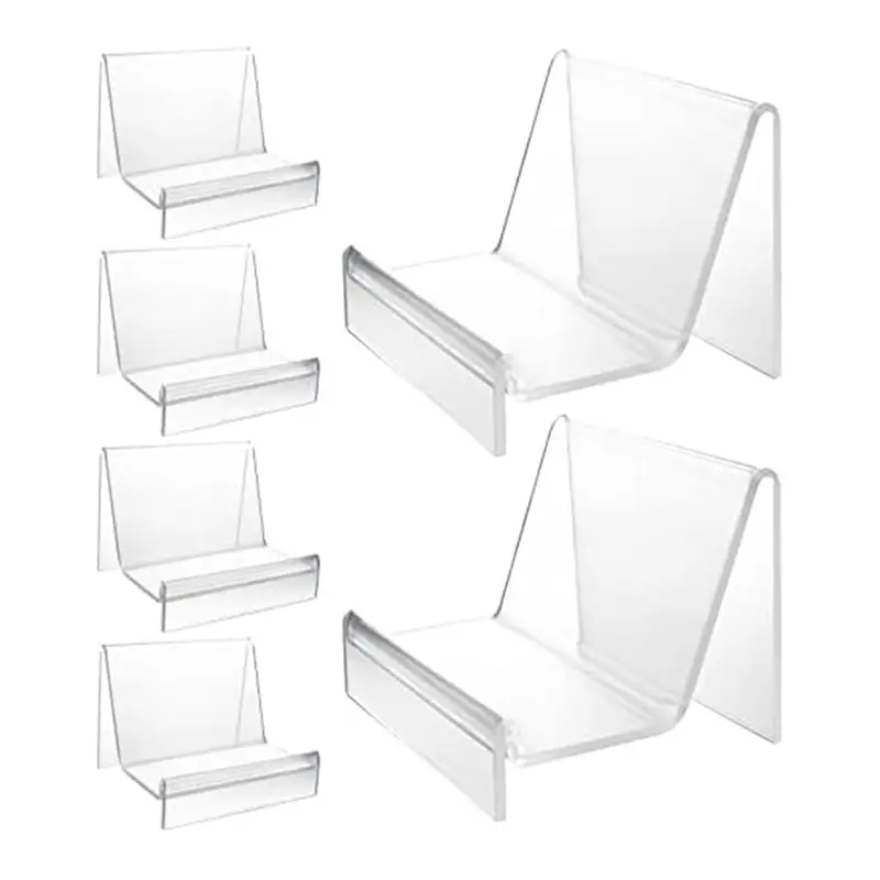 A72P 6 Pack Purse Display Stand Acrylic, Clear Acrylic Wallet Display Stand Purse Jewelry Stand for Jewelry CD Organizer A