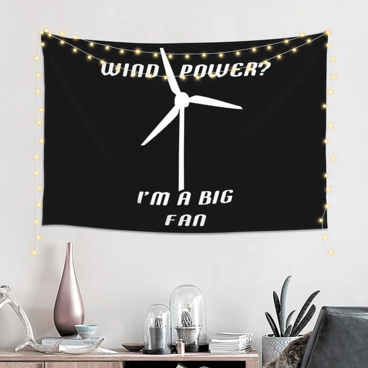 Wind Power I'm A Big Fan - Wind Generator Tapestry Hippie Wall Hanging Aesthetic Home Decor Tapestries for Bedroom Dorm Room