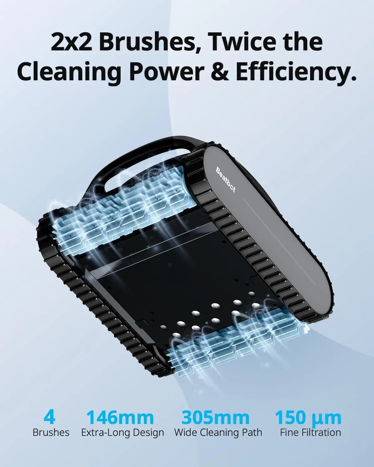 مكنسة حمام السباحة الآلية اللاسلكية من Beatbot AquaSense، تحسين المسار الذكي ينظف جدران الأرضية والخط المائي