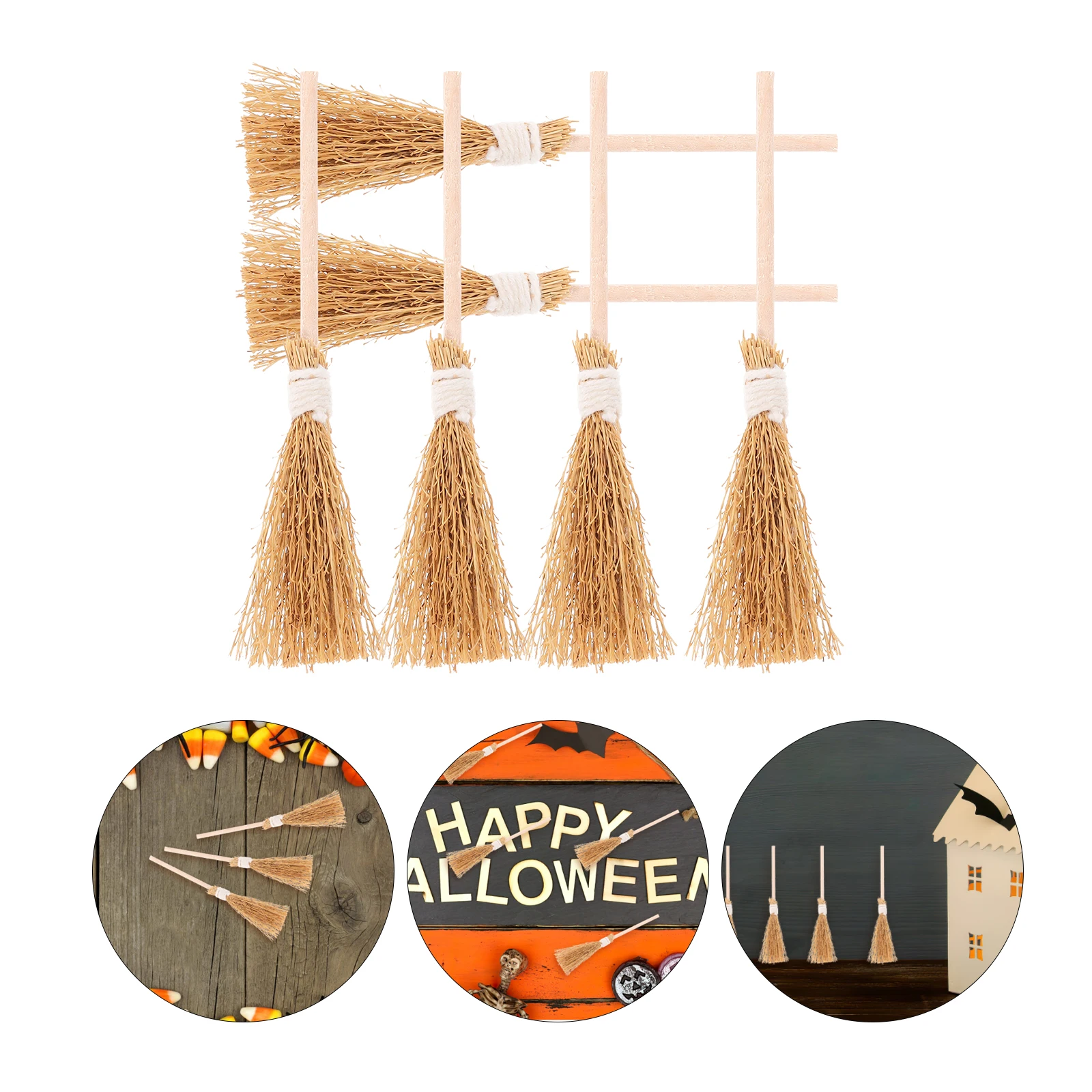 

Witch Broom Halloween Decoration Accessories Home Mini Minature Character Brooms Miniature