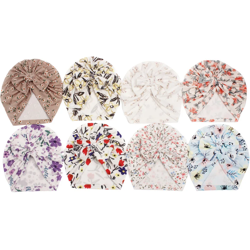 Brand New Newborn Toddler Kids Baby Boy Girl Turban Cotton Bowknot Candy Color Solid Warm Beanie Hat Hospital Winter Cap