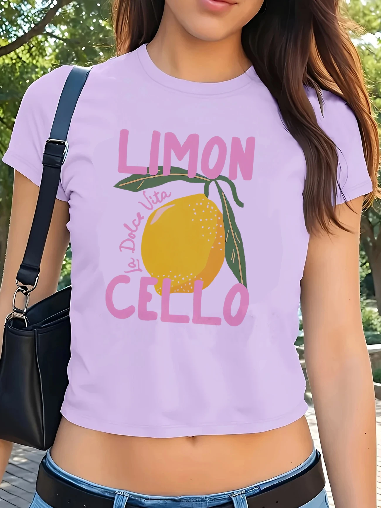 Kawaii Limon Cello Lemon Print Damen T-Shirt Abgeschnittenes Crop Top TShirt Sexy Date Outfit mit freiliegendem Nabel Kurze Damenbekleidung