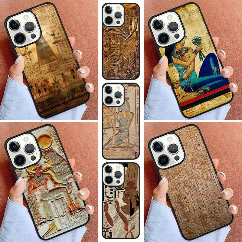 Egypt Pharaoh Mural Phone Case For iPhone 16 15 14 Pro max 11 13 12 Mini Max SE 2020 6S 7 8 Plus Cover Capa