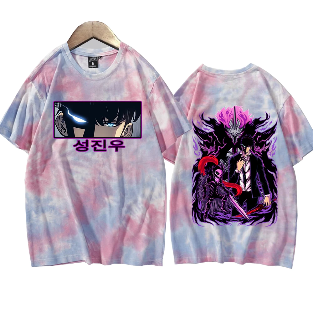 Solo Seveling Anime Tie Dye Shirts Summer Casual T-shirt