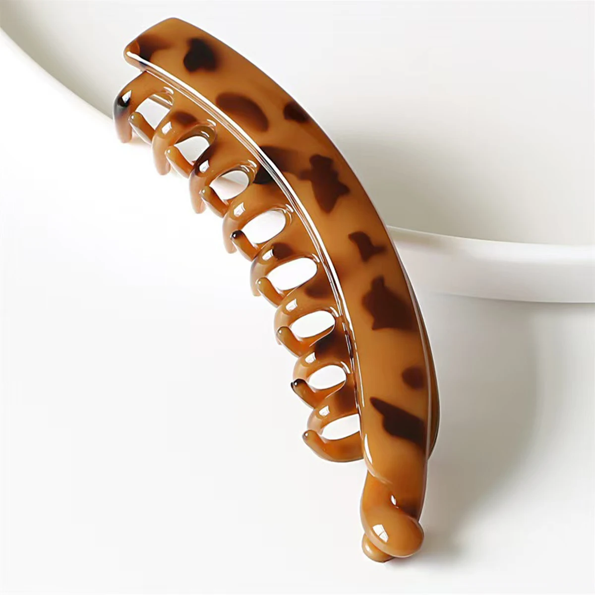 1pc Women\'s large leopard print Banana Clip Twister Clip Back of head，touch without trace，vertical clip High ponytail hair clip