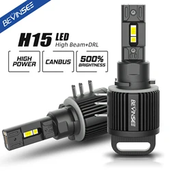 BEVINSEE H15 LED Bulb 110W 11000LM High Power H15 LED CANBUS No Error Super Bright High Beam+DRL Car Lamp For Golf 6 7 For A3 A6