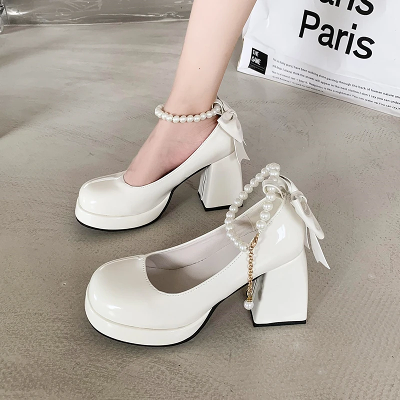 

2025 Women's High Heels Mary Jane Shoes Pumps Women White Women's High Heels Platform Shoes Women's High Heels Zapatos De Mujer