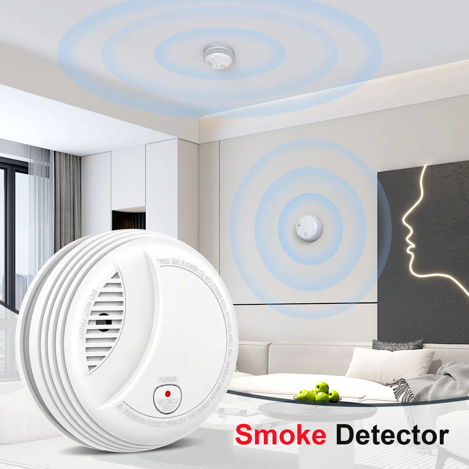 Rilevatore di fumo DC 9V (confezione da 3/6/9/12 pezzi) – Rilevamento a 360°, allarme ad alto volume (85 dB), avviso di batteria scarica, alimentazione a batteria – Ideale per garage, corridoi e