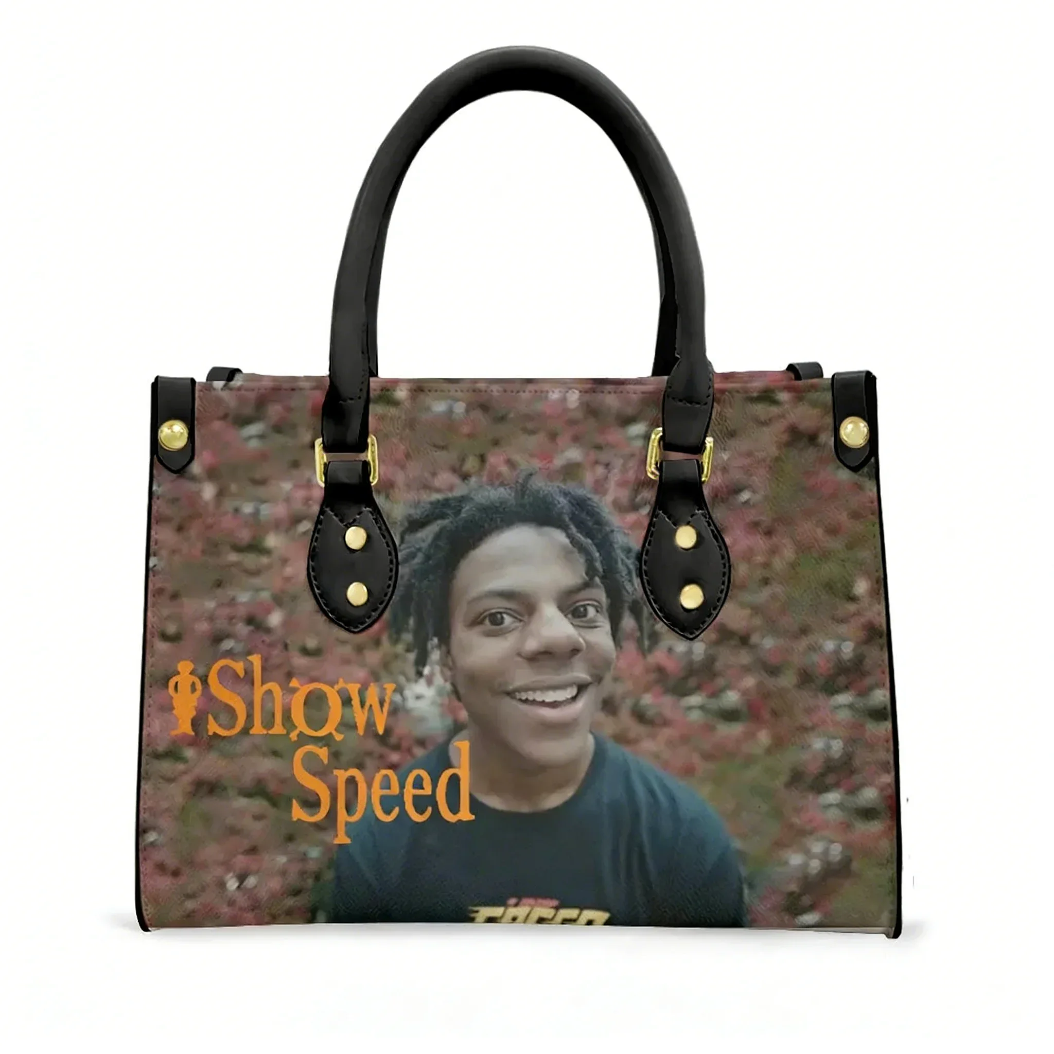 

IShowSpeed Hip hop Rap Singer Tote Bag Purse Womens Mens Personalized Text Image PU Leather Handbag Business Shopping Gift Bags