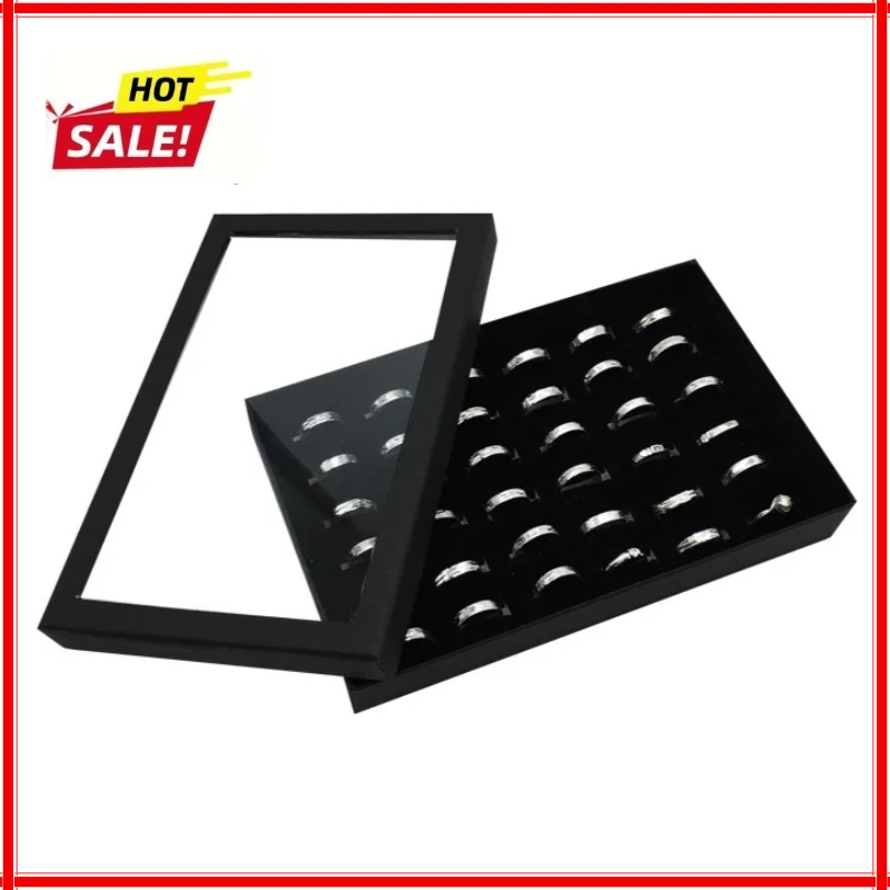 

Black Velvet 36 Groove Ring Foam Holder, High Jewelry Storage Ring Display Stand For Retail Stores And Boutiques