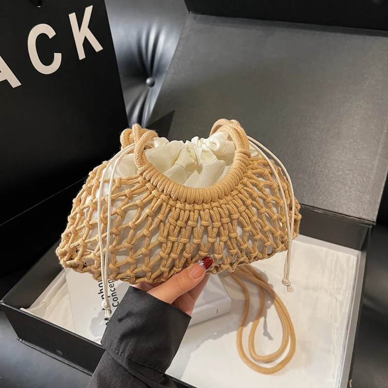 

Women's Rope-Woven 2pcs/set Drawstring Shoulder Bag Boho Beach Daily Casual Crossbody Bag 2026 Handbags And Purses