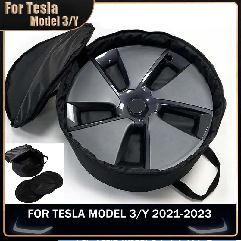 

For Tesla Model 3 Y 2023 Wheel Cover Storage Bag Hubcaps Hub Cap Portable Carrying Organizer Bag Car Hubcap Auto Accessories