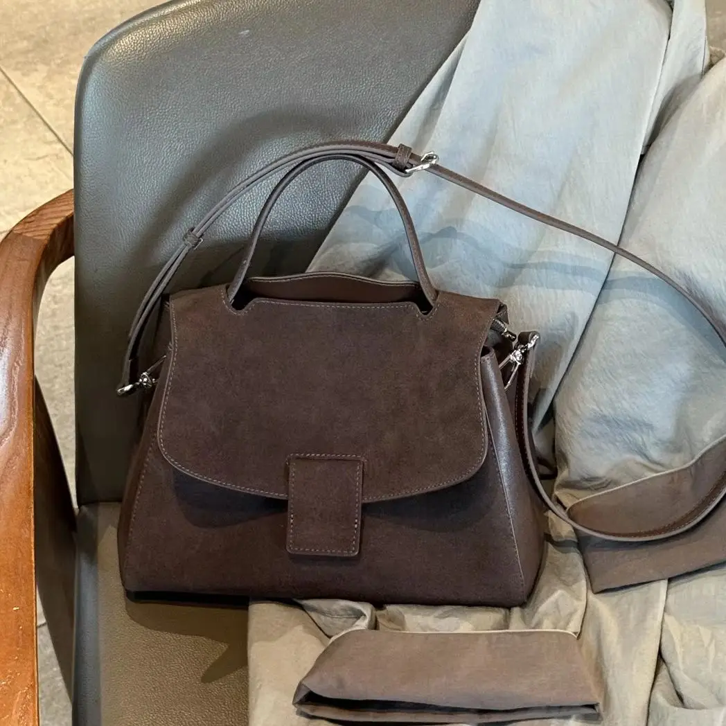 

Genuine Suede Leather Women's Shoulder Crossbody Bags Luxury Designer Brand Soft Cowhide Female Handbag for Woman High Quality
