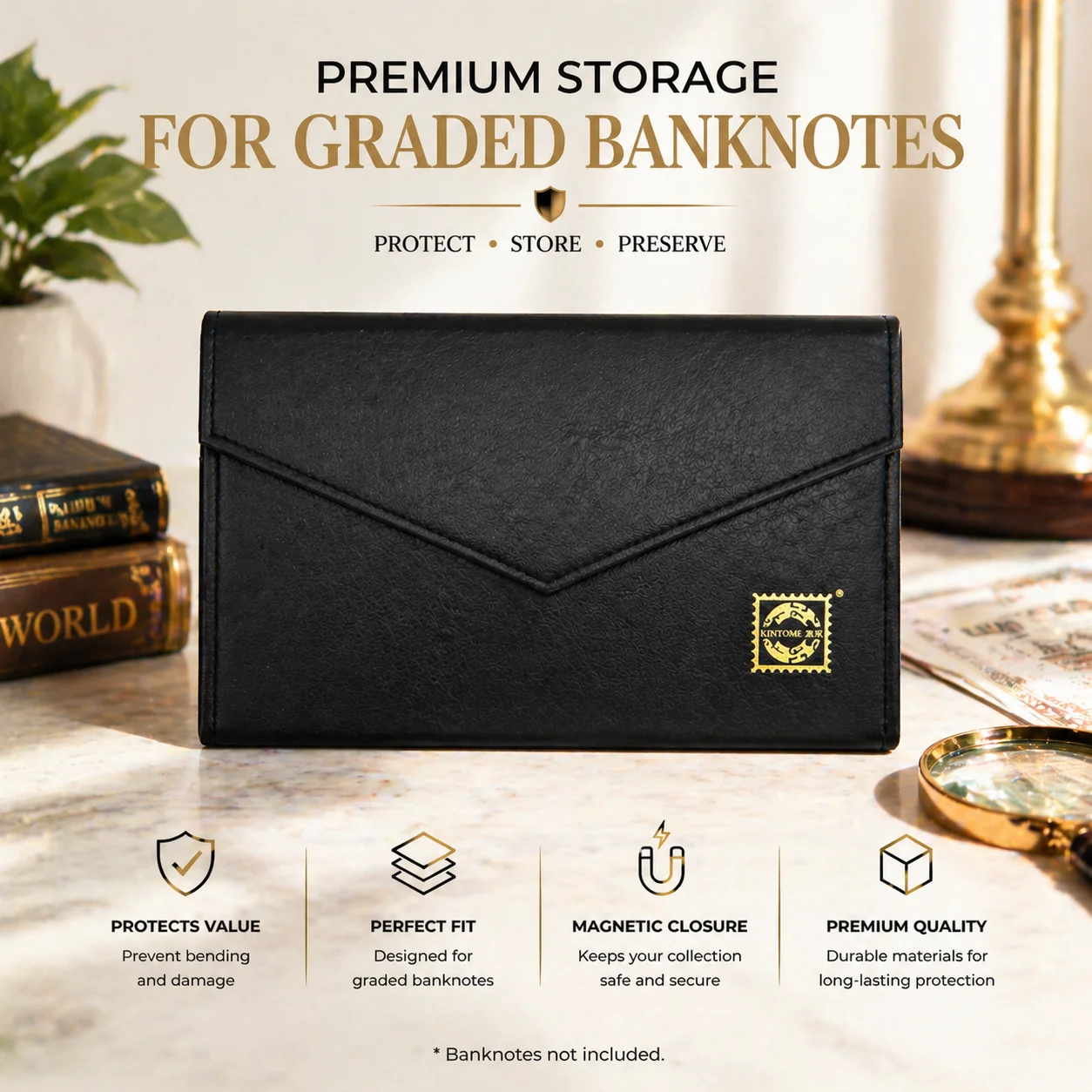 Graded Banknote Storage Box, Protective Case for Certified Paper Money Collection