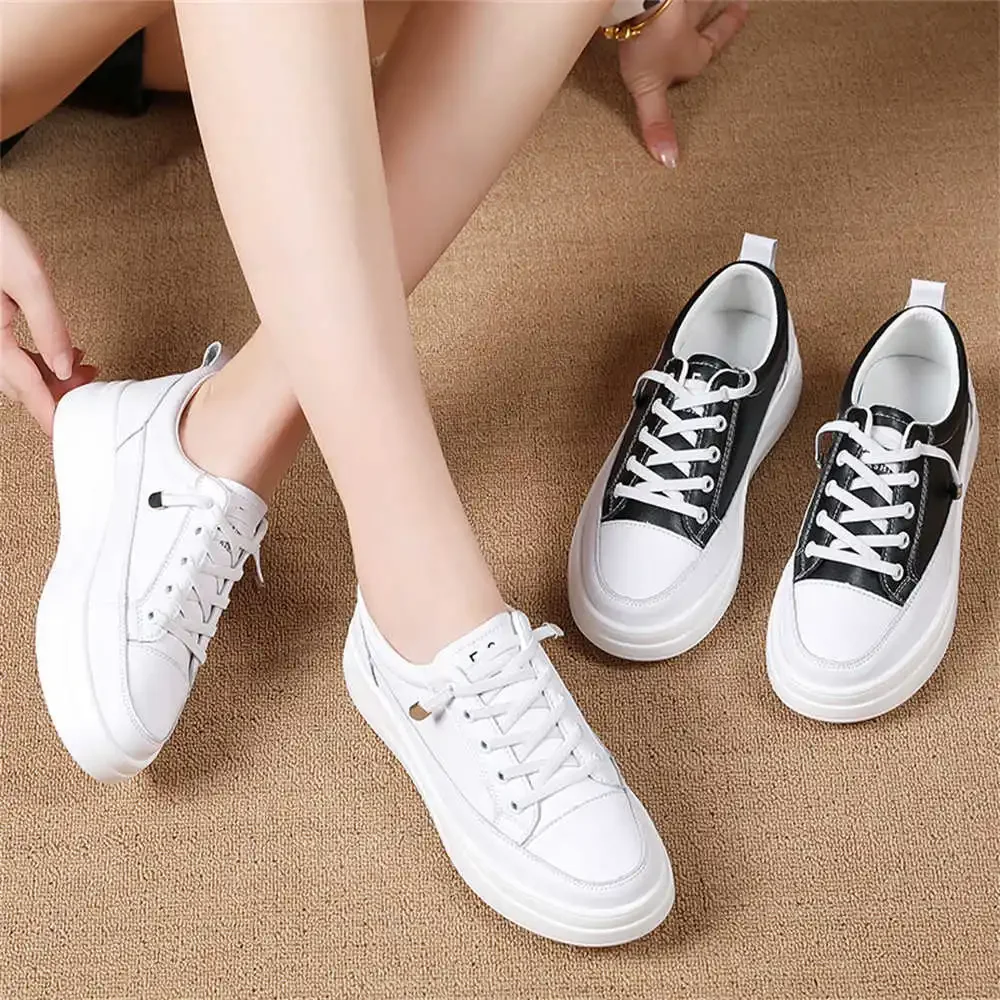 Black Cowhide Women White Sport Shoes Flats Colorful Tennis Women's Breathable Sneakers Runing Celebrity Tenes Hit