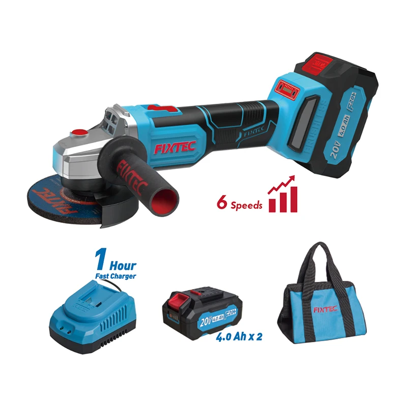 20V Variable Speed 125mm Cordless Brushless Angle Grinder Kit Machine With Canvas Bag