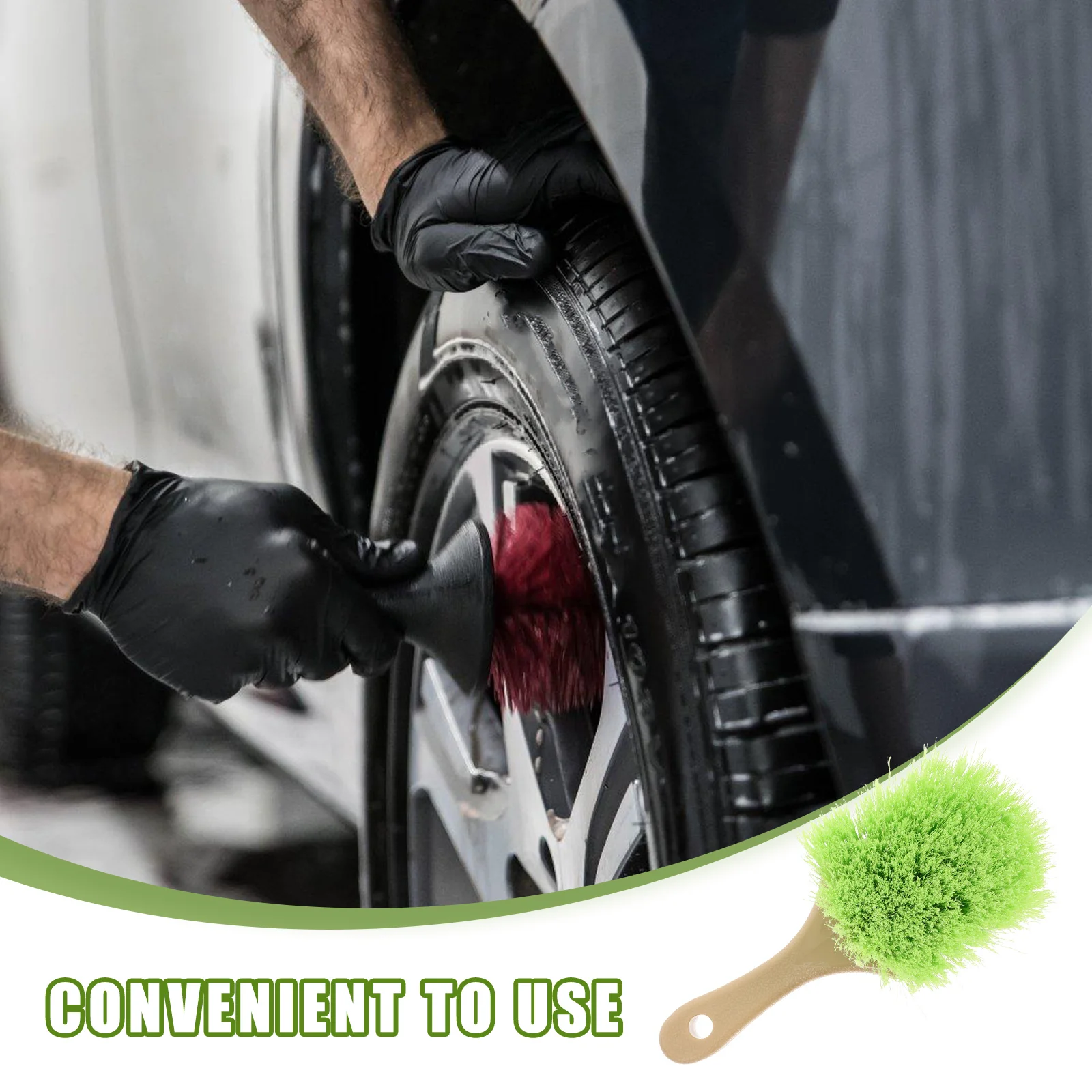 

Wheel Cleaning Car Detailing Light Green PP Tire Soft Bristles Durable Ergonomic Handle Wheel Scrub Brush Washing Tool
