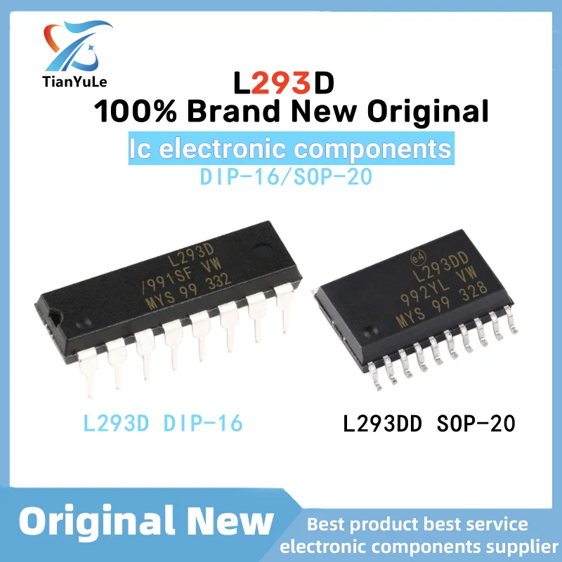 5Pcs New and Original  L293D L293DD L293DD013TR DIP16 SOP20 Bridge drive chip Internal switch Driver IC