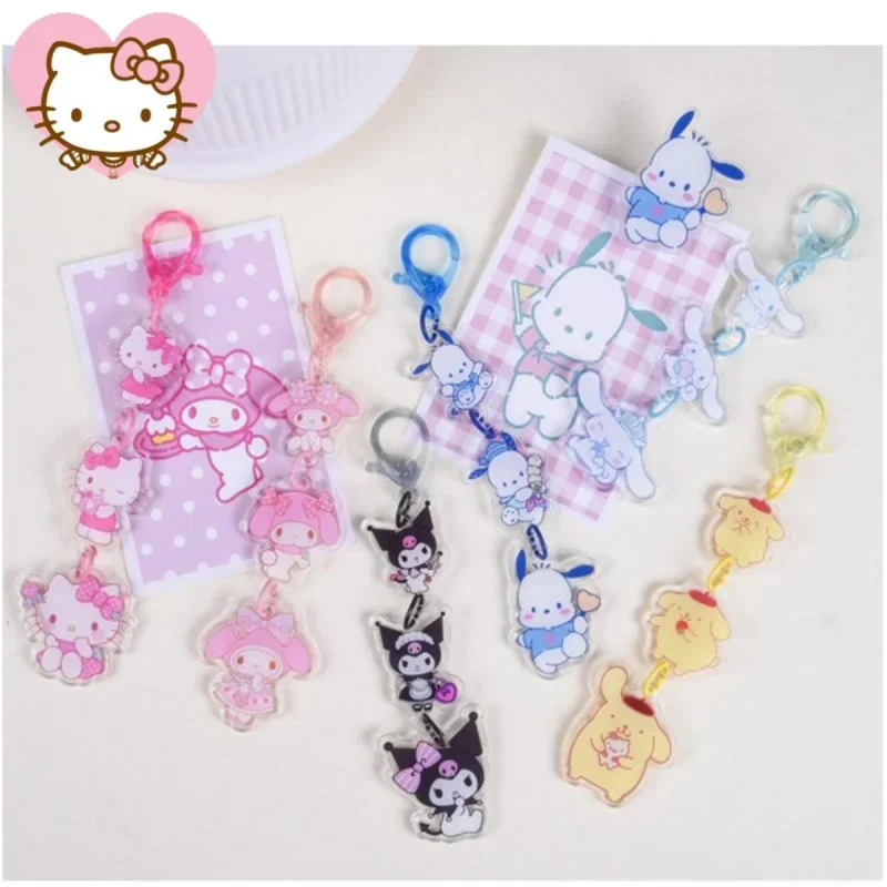 かわいいサンリオマイメロディアニメ周辺グッズバッグキーホルダーDIYキュートアクリルビーズキーホルダー女性用クロミクリスマス誕生日プレゼント