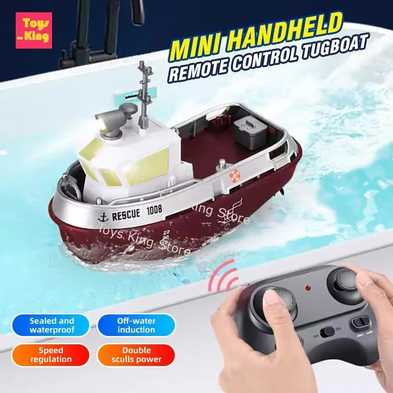 1:32 Mini RC Tugboat Cool Lights Underwater Remote Control Ship Model Kids Indoor Pool Competition Game Toys Boy Birthday Gift