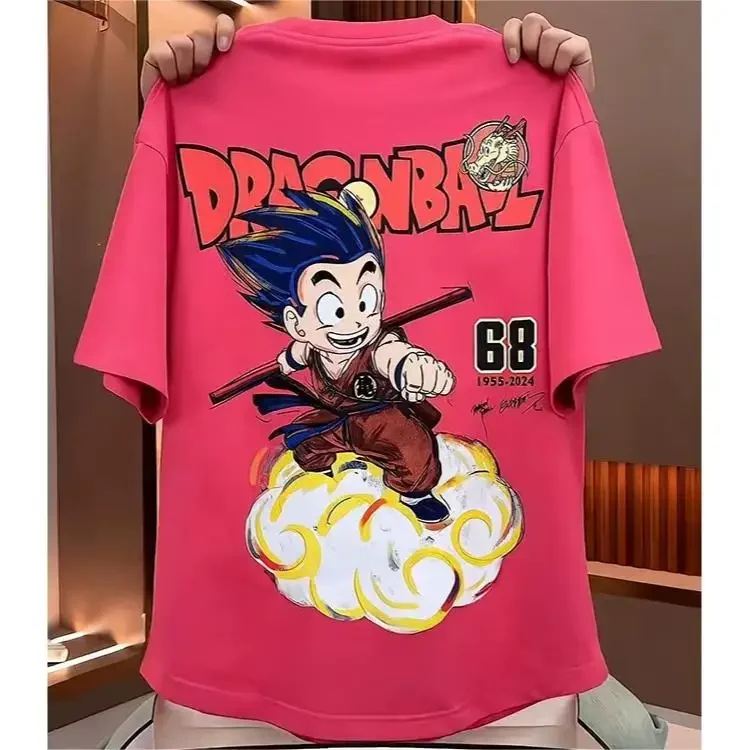 

Летняя мужская футболка Dragon Ball Kid Goku Nimbus с графическим принтом летающих облаков, хлопковая, оверсайз, дышащая, повседневная, с коротким рукавом