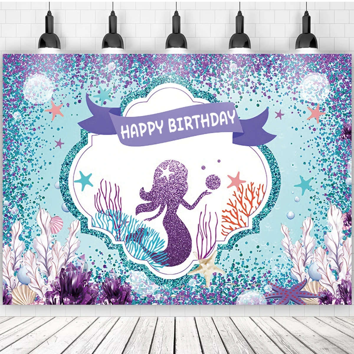 Little Mermaid Tableware Tablecloth Mermaid Birthday Party Decoration 1st Birthday Girl Under the Sea Party Supplies Baby Shower