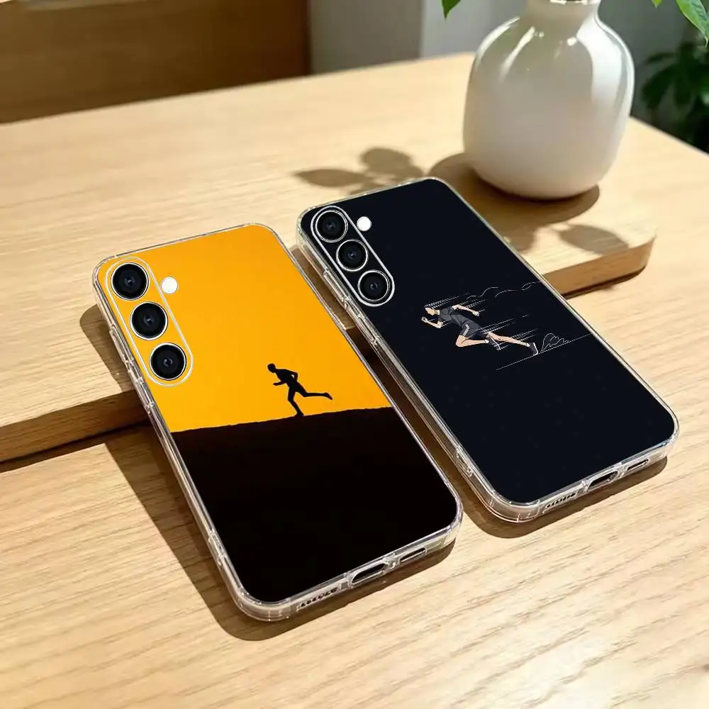 sport Love running Phone Case Transparent Soft case Silicone For Samsung A73,A72,A71,A70,A53,A52,A51