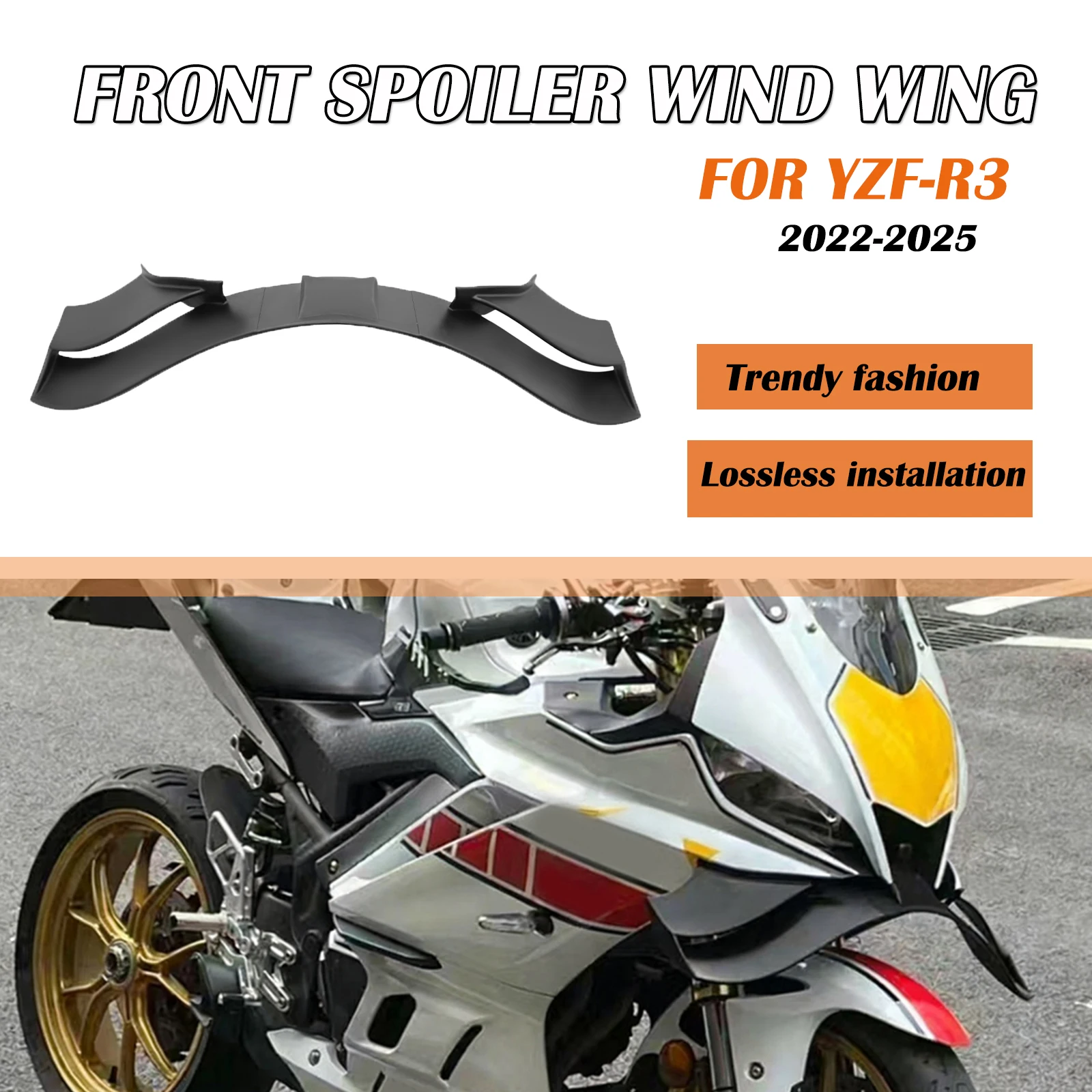 For YAMAHA YZF-R3 YZF R3 2022-2024 2025 Motorcycle Frontal Spoilers Downforce Winglet Aerodynamic Wing Front Spoiler GP wing