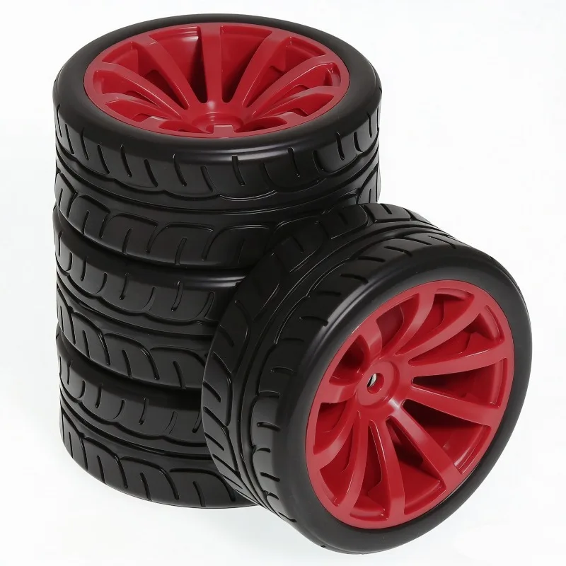 

4PCS 65mm 1/10 Rubber Tire RC Racing Car Tires On Road Wheel Rim For HSP HPI RC Car Part Diameter 65mm Tires 94123-94122 CS XIS