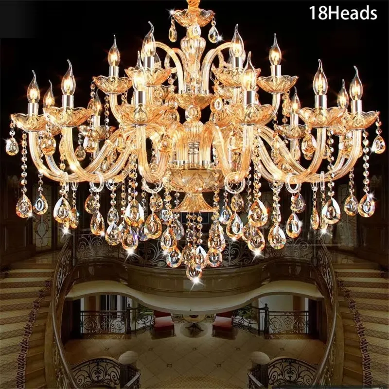 K9 Crystal Candle Chandelier Decoration Simple Chandelier Crystal Light For Living Room Hotel Ac110v~240v 6/8/10/12/15/18 Arms