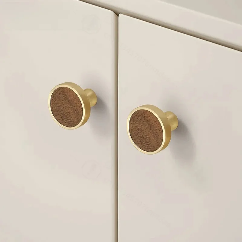 Modern Simple Gold Brass Cabinet Door Handle Light Luxury Single Hole Solid Metal Pull for Wardrobe Drawer Coffee Table