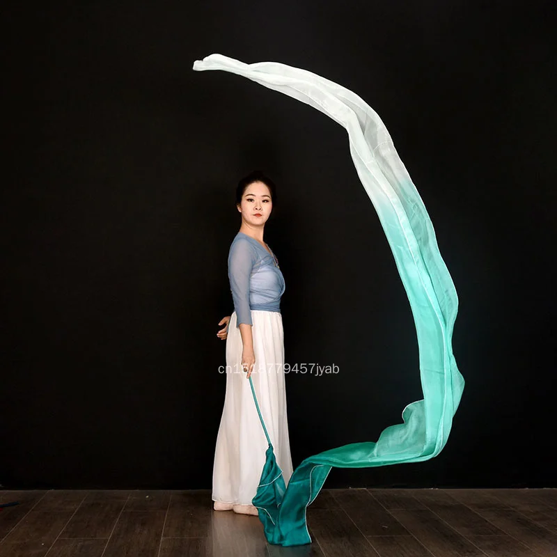 4M Dance Streamer Gymnastics Skate Ribbons Belly Dance Real Silk Ribbon Throw Streamer with Rod Church Worship Adoration Ribbons