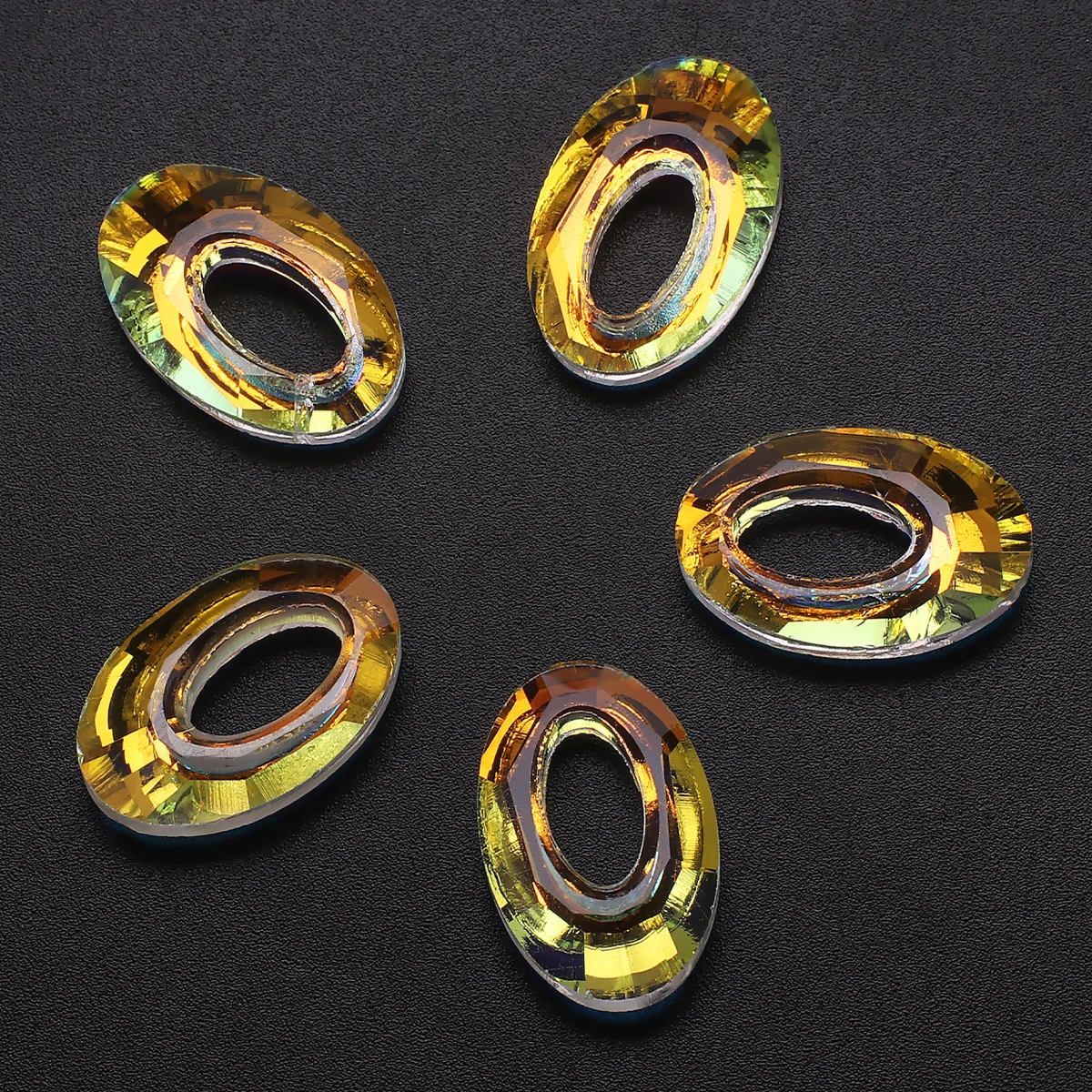 10 Pcs 13x20mm Shiny AB Crystal Prism Glass Oval Pendants Beads Crafts Jewelry Making Hanging Earing Necklace Accessories