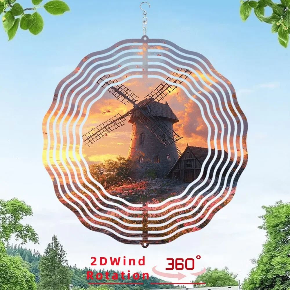 CIFBUY Tulip Windmill Chime Metal Wind Spinner 360 Rotating Garden Patio Yard Art Outdoor Decor Soothing Kinetic Sculpture